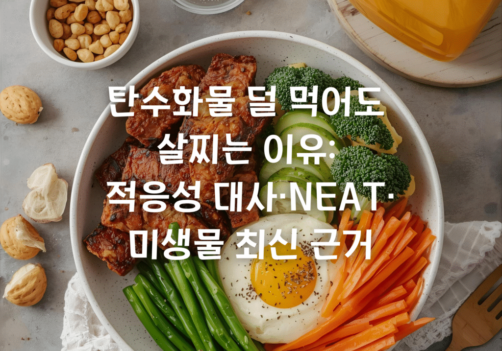 탄수화물 덜 먹어도 살찌는 이유: 적응성 대사·NEAT·미생물 최신 근거